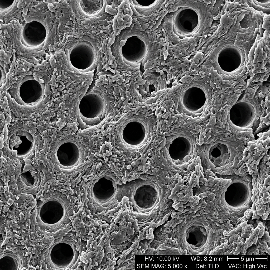 FE-SEM view showing open dentinal tubules